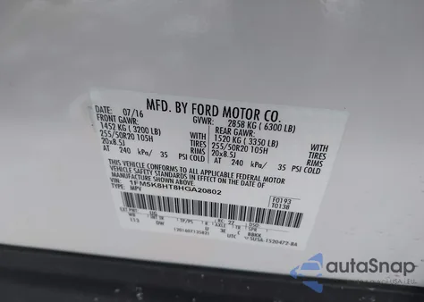 2017 Ford Explorer Platinum from USA, damaged, VIN 1FM5K8HT8HGA20802
